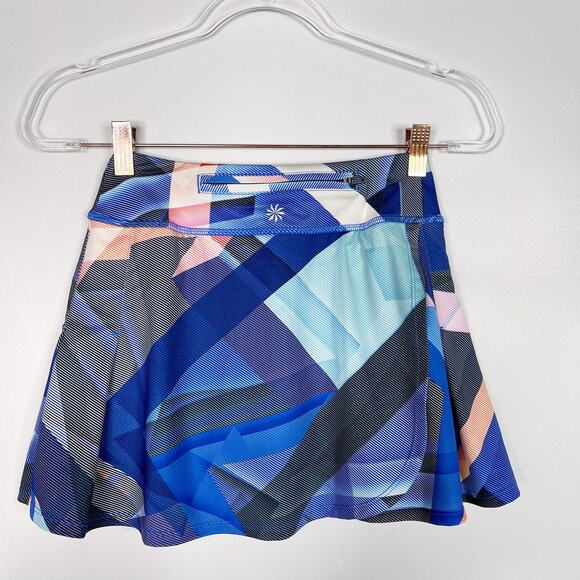 Athleta XXSmall Blue Electric Geo Sport Speed Skort Skirt Athletic Liner Active - Picture 2 of 11